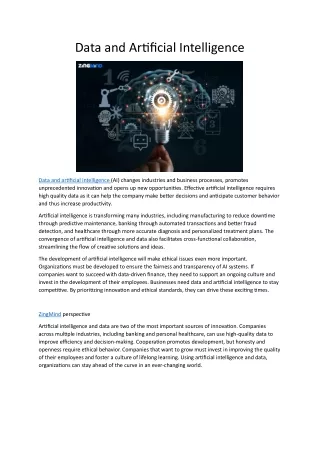 Data and Artificial Intelligence
