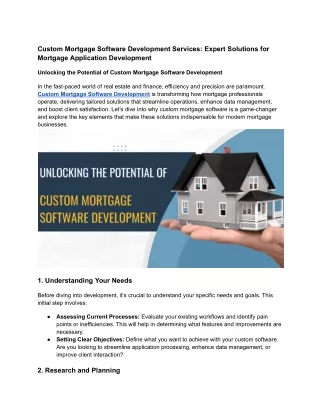 Custom Mortgage Software Development Services_ Expert Solutions for Mortgage Application Development