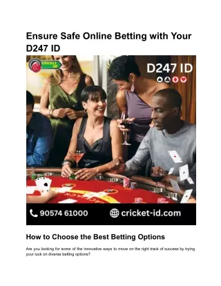 Ensure Safe Online Betting with Your D247 ID