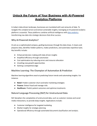 Unlock the Future of Your Business with AI-Powered Analytics Platforms