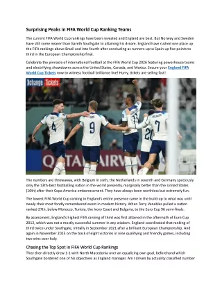 Surprising Peaks in FIFA World Cup Rankings