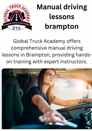 Manual driving lessons brampton