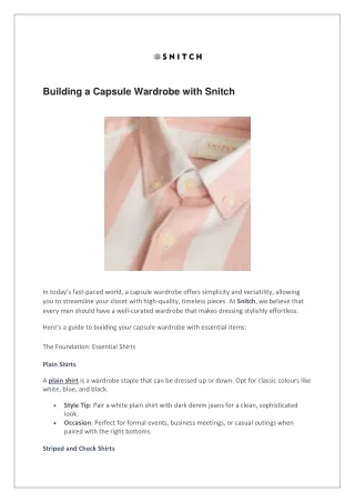 Building a Capsule Wardrobe with Snitch