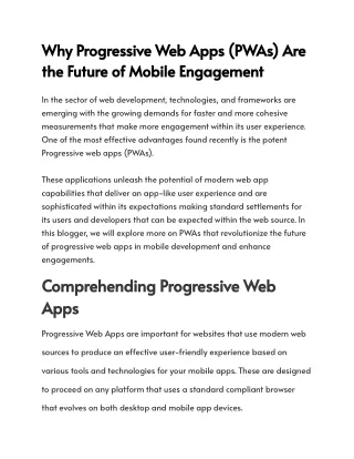 Why Progressive Web Apps (PWAs) Are the Future of Mobile Engagement