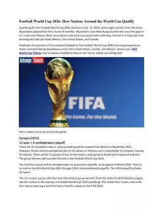 FIFA 2026 How Nations Around the World Can Qualify