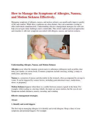 How to Manage the Symptoms of Allergies