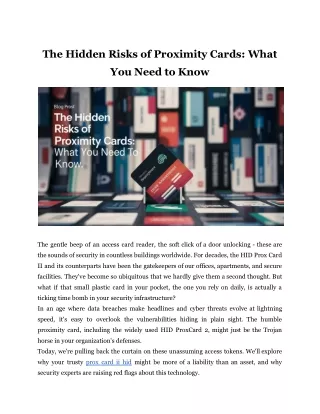 The Hidden Risks of Proximity Cards: What You Need to Know