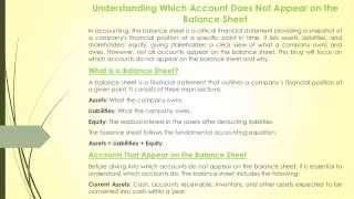 Accounts Missing from the Balance Sheet