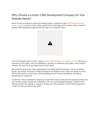 Why Choose a London CMS Development Company for Your Website Needs