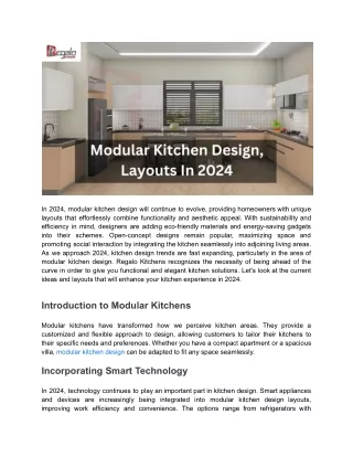 Modular Kitchen Design, Layouts In 2024