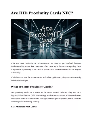 Are HID Proximity Cards NFC?
