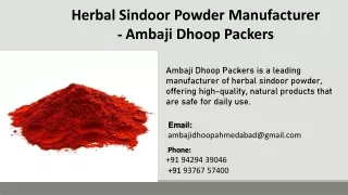 Herbal Sindoor Powder Manufacturer  - Ambaji Dhoop Packers