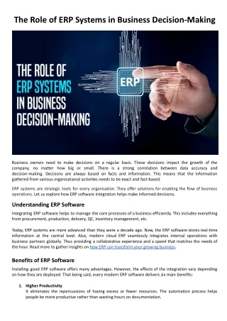 The Role of ERP Systems in Business Decision Making