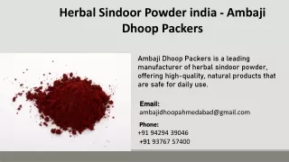 Herbal Sindoor Powder india - Ambaji Dhoop Packers