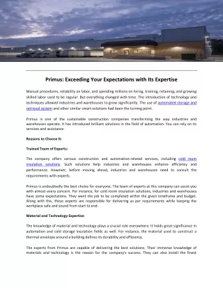 Primus: Exceeding Your Expectations with Its Expertise