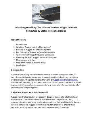 Rugged Industrial Computers - Global Infotech Solutions