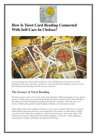 How Is Tarot Card Reading Connected With Self-Care In Chelsea?