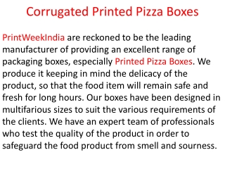 Corrugated Printed Pizza Boxes
