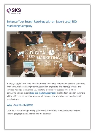 Enhance Your Search Rankings with an Expert Local SEO Marketing Company
