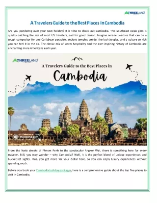 A Traveler's Guide to the Best Places in Cambodia