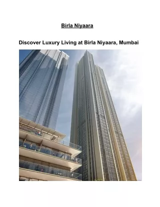 Birla Niyaara Worli, Mumbai - Luxury Apartments Starting at 6.49 Cr*