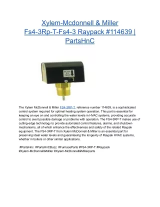 Xylem-Mcdonnell & Miller Fs4-3Rp-T-Fs4-3 Raypack #114639 | PartsHnC