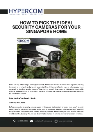 How to Pick the Ideal Security Cameras for Your Singapore Home