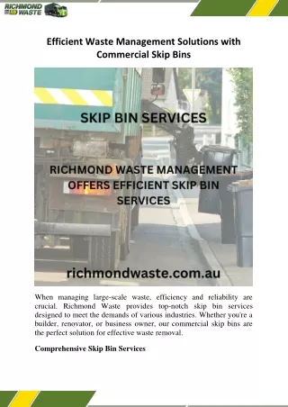 Efficient Waste Management Solutions with Commercial Skip Bins