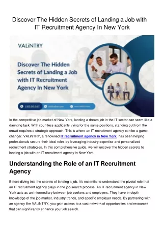 Discover The Hidden Secrets Of Landing A Job With IT Recruitment Agency In New York