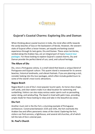 Gujarat’s Coastal Charms Exploring Diu and Daman