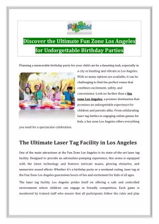 Discover the Ultimate Fun Zone Los Angeles for Unforgettable Birthday Parties