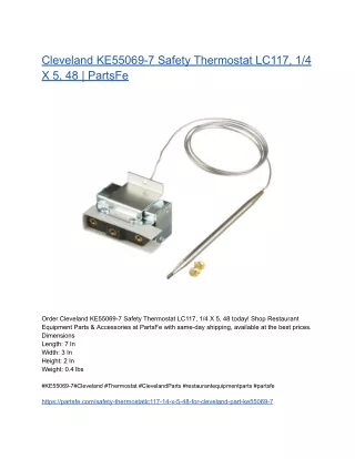 Cleveland KE55069-7 Safety Thermostat LC117, 14 X 5, 48  PartsFe