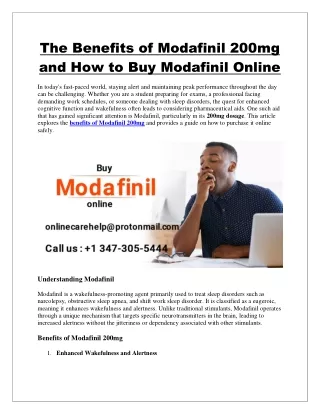 The Benefits of Modafinil 200mg and How to Buy Modafinil Online