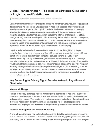 Digital Transformation: The Role of Strategic Consulting in Logistics