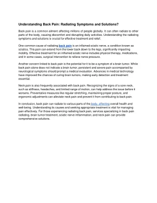 Understanding Back Pain: Radiating Symptoms and Solutions