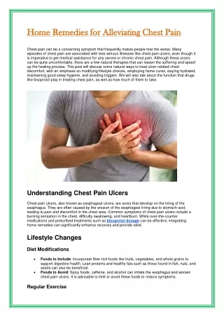 Home Remedies for Alleviating Chest Pain