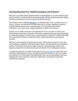 Understanding Back Pain: Radiating Symptoms and Solutions