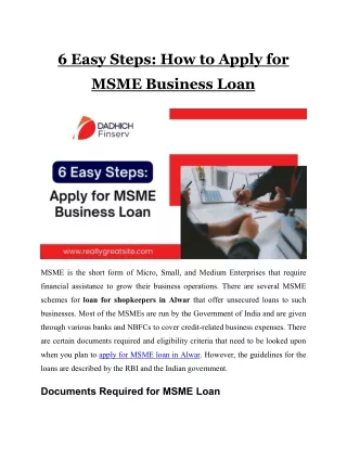 6 Easy Steps How to Apply for MSME Business Loan