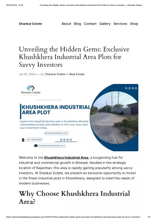 Unveiling the Hidden Gems_ Exclusive Khushkhera Industrial Area Plots for Savvy Investors – Shankar Estate