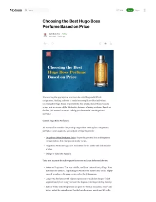 Choosing the Best Hugo Boss Perfume Based on Price