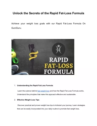 Unlock the Secrets of the Rapid Fat-Loss Formula | GuniGuru