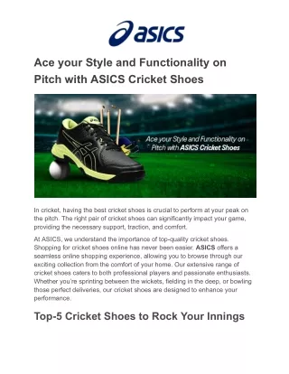 Ace your Style and Functionality on Pitch with ASICS Cricket Shoes