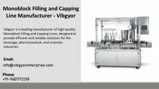 Monoblock Filling and Capping Line Manufacturer  - Vibgyor