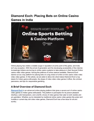 Diamond Exch_ Placing Bets on Online Casino Games in India