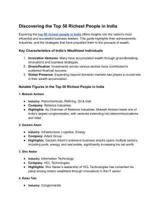 Exploring the Top 100 Richest People in India