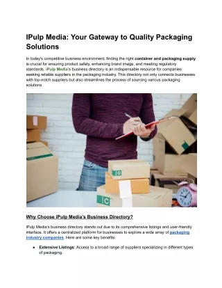 IPulp Media_ Your Gateway to Quality Packaging Solutions