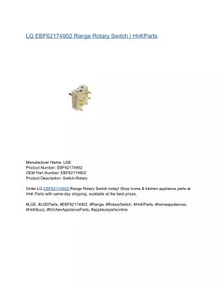LG EBF62174902 Range Rotary Switch | HnKParts