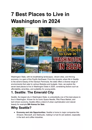 7 Best Places to Live in Washington in 2024