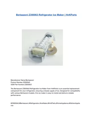 Bertazzoni Z300063 Refrigerator Ice Maker _ HnKParts