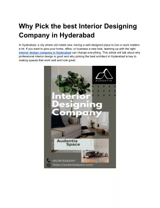 The Best Architecture and Interior Designing Company in Hyderabad